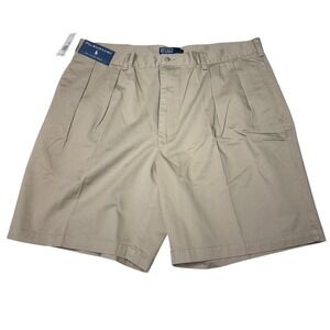 NWT Polo Ralph Lauren Tyler Short Mens Khaki Pleated Cotton Chino‎ Size 42